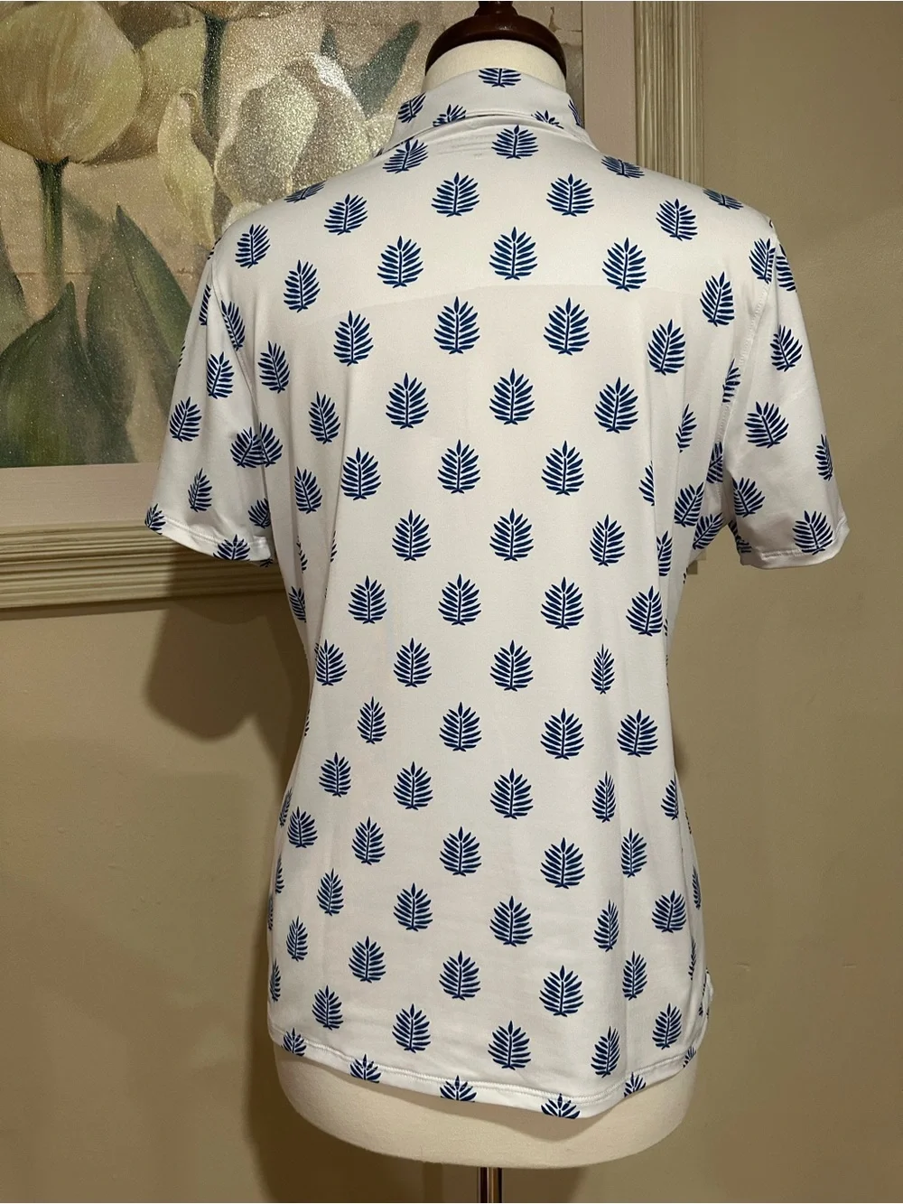 Golf Palm Tree Pattern Short Sleeve Polo Shirt Size M Women’s Vineyard Vines
